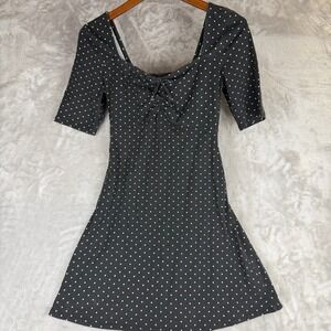 NEW Skater dress Abercrombie Fitch Black White Polka Dot Mini Dress Women's Smal